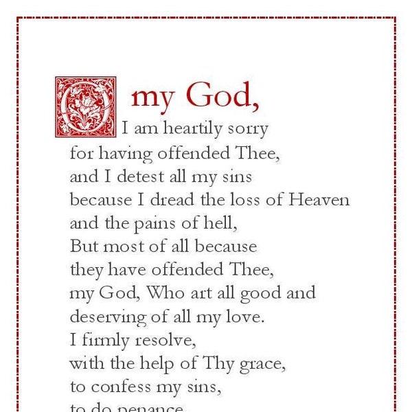 Confiteor Prayer Card Etsy