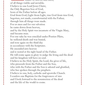 Nicene Creed English Catholic Prayer Card / Printable A4 Wall Art ...