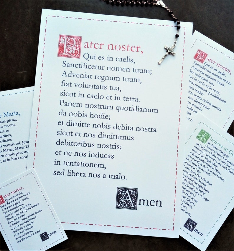 Pater Noster (Our Dad) Latin Catholic prayer card / printable A4 wall artwork / Christian decor photograph regarding Printable Catholic Prayer Cards known as Pater Noster (Our Dad) Latin Catholic prayer card / printable A4 wall artwork / Christian decor