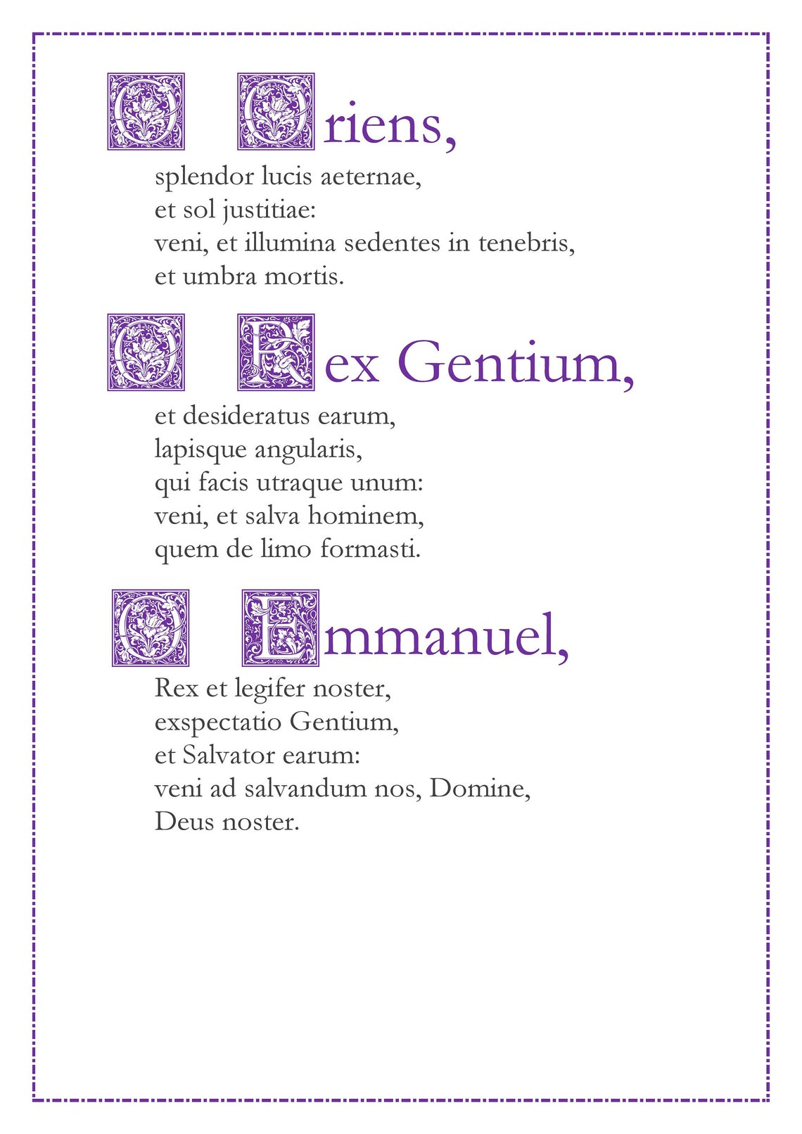 O Antiphons for Advent Latin Catholic Prayer Card / Printable A4 Wall Art / Christian Decor - Etsy