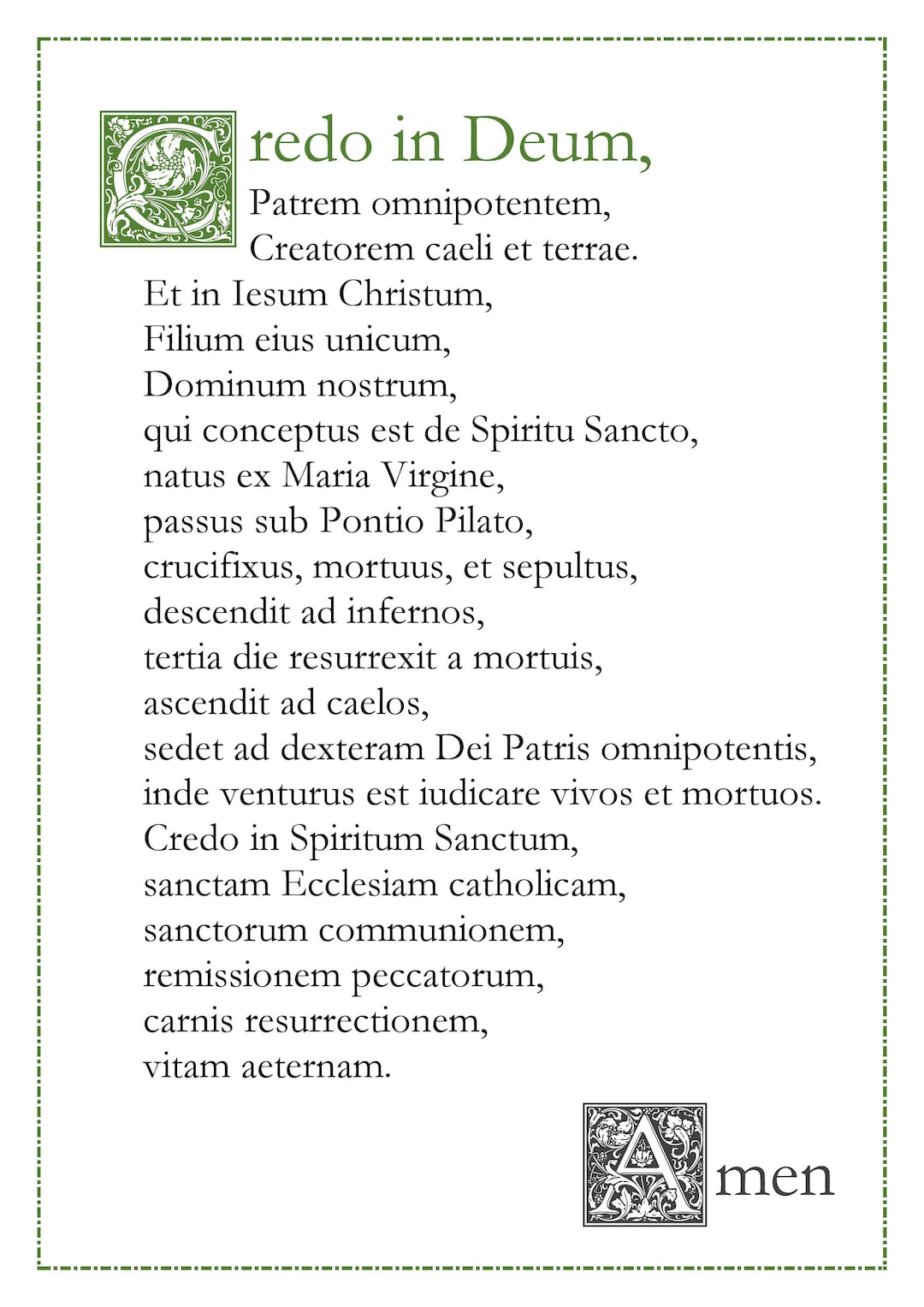 duidelijk Kan worden genegeerd Trouw Credo Apostles Creed Latin Catholic prayer card / printable - Etsy België