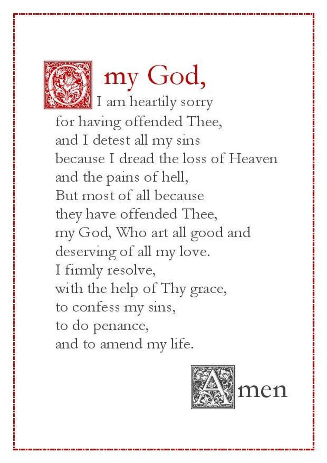 Act Of Contrition Printable Prayer Card Free