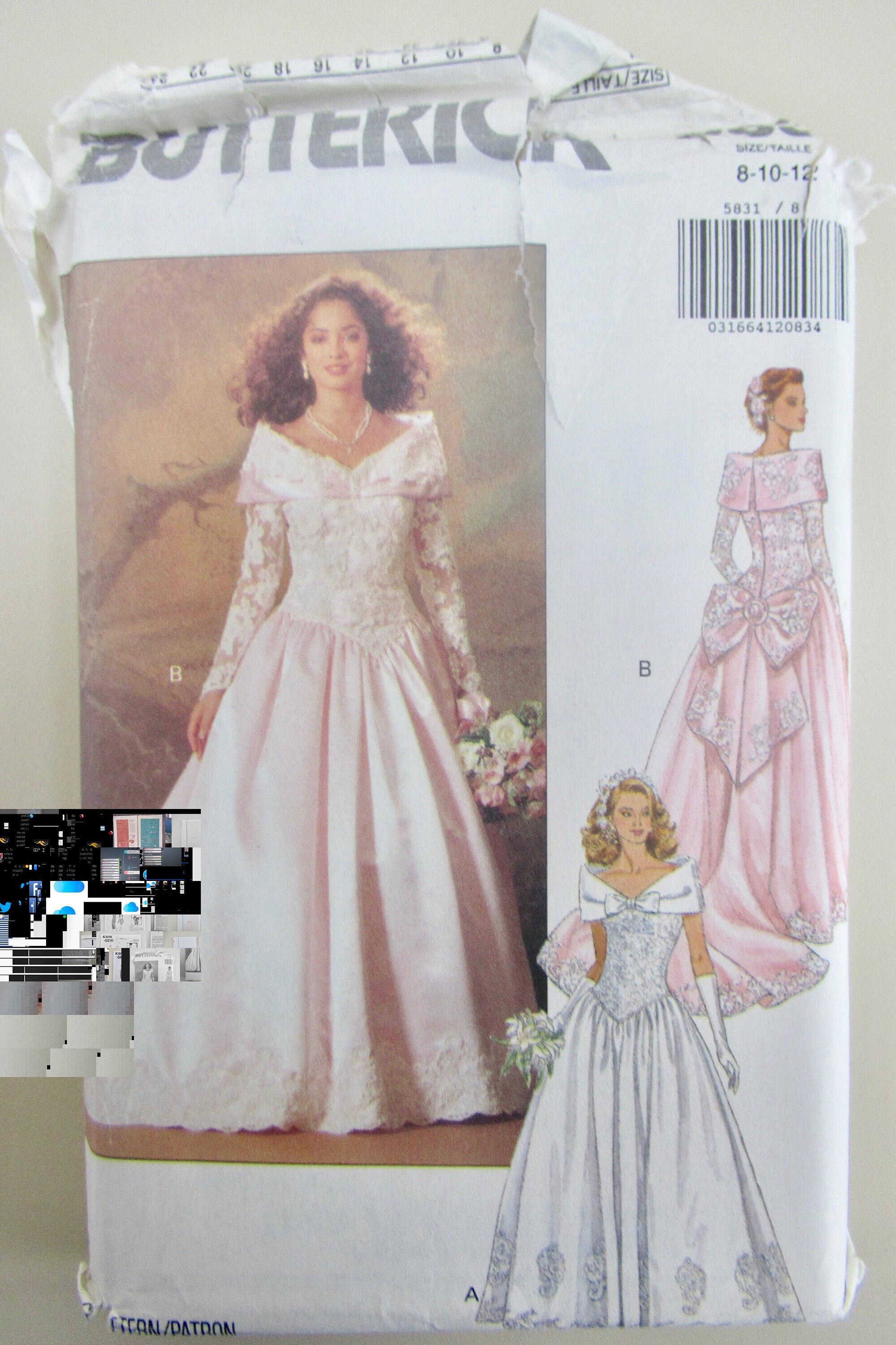 Butterick 5831 1990s Wedding Dress Pattern Fit Flare Bridal Etsy