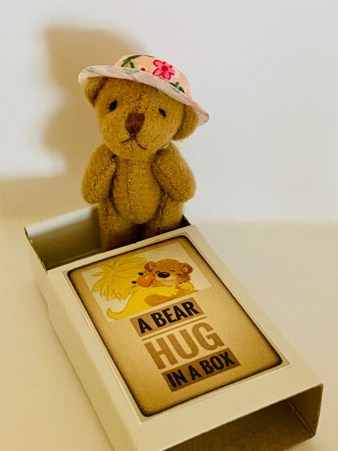 A Bear Hug in a Box Mini Traditional Teddy Gift Bear in Hat Etsy