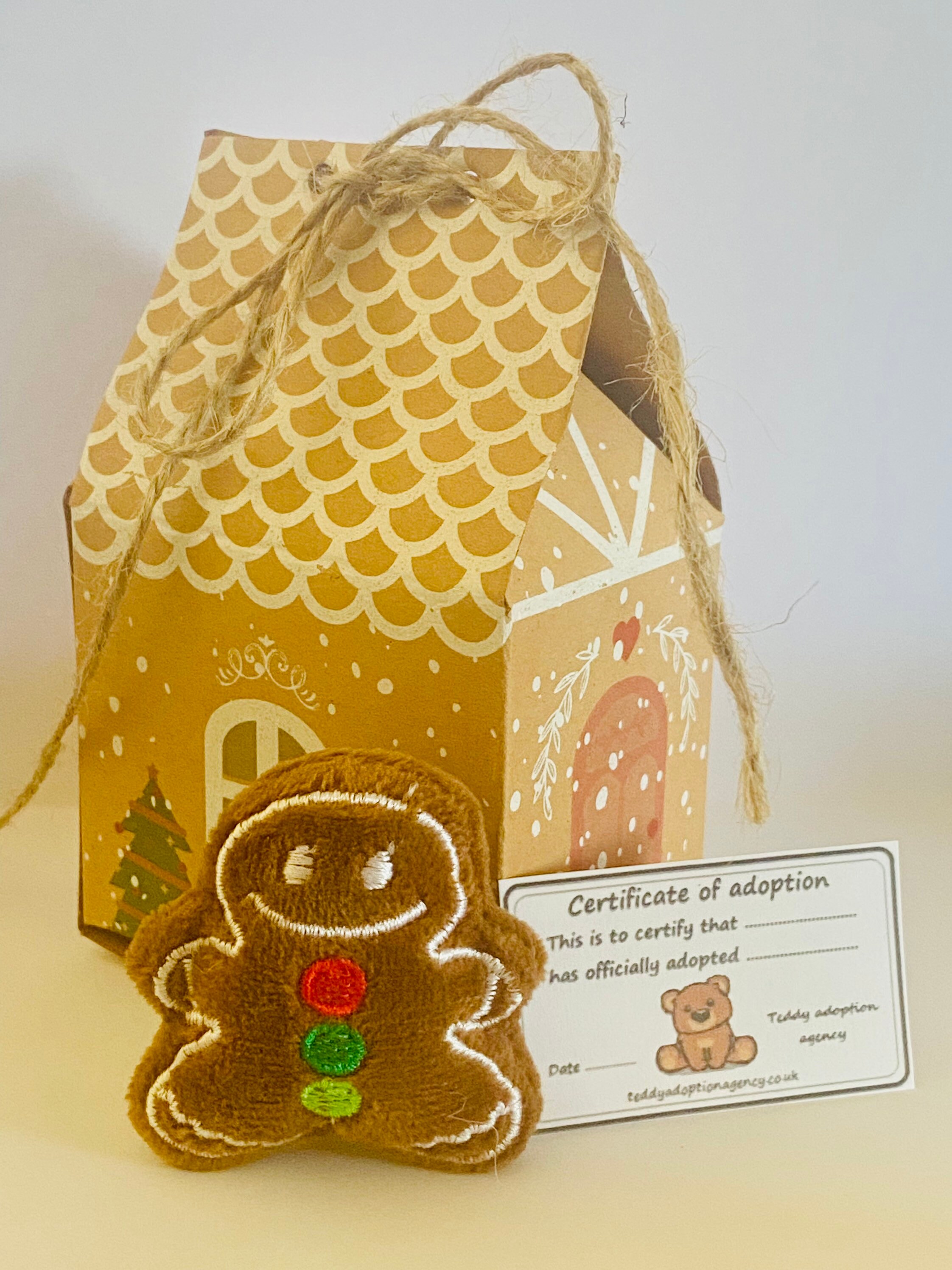 Plush Gingerbread Man with Gingerbread House and Adoption Etsy