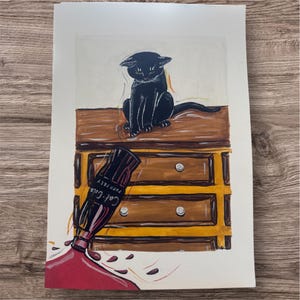 Cat-Cola, Cola, Gatti, Tecnica mista, Acquerello, Dipinto originale, Non stampato, A3