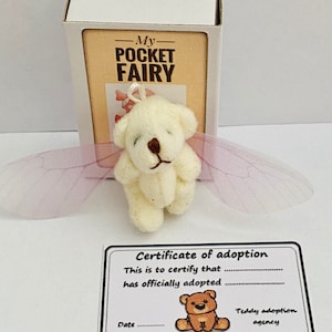 My Pocket Fairy - White Mini Teddy Bear in Matchbox with Fairy Wings