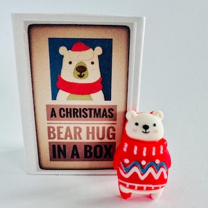 Câlin d'ours de Noël dans une boîte - Ours en pull - Alternative aux cartes de voeux