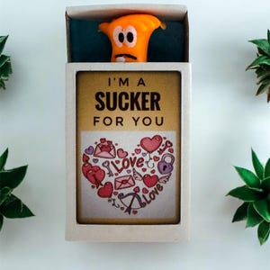 I'm a Sucker for You - Mini Sucker Suction Creature in a Matchbox - Alternatief voor wenskaarten