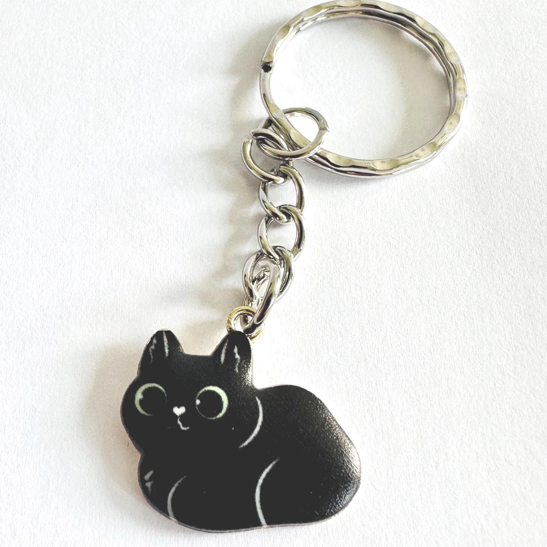 Mini Loafing Black Cat Metal & Enamel Novelty Key Ring - Etsy