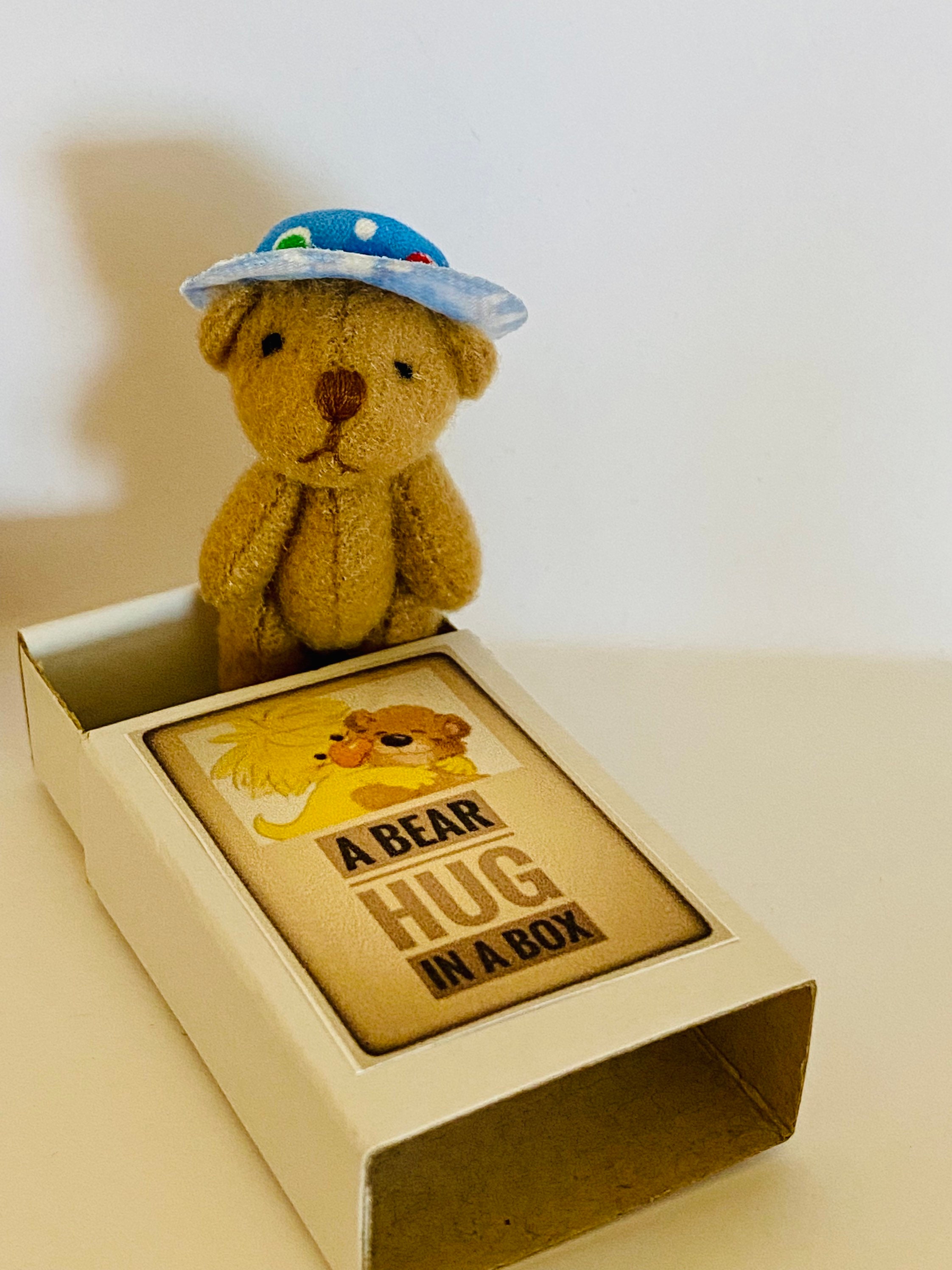 A Bear Hug in a Box Mini Traditional Teddy Gift Bear in Hat Etsy