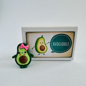 Avocuddle with Bow in a Box Mini Resin  Avocado Gift