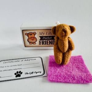 My Little Pocket Friend - Mini Brown Teddy Bear with Adoption Certificate in Matchbox