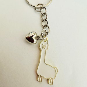 Mini Llama Alpaca with Heart Metal & Enamel Novelty Key Ring