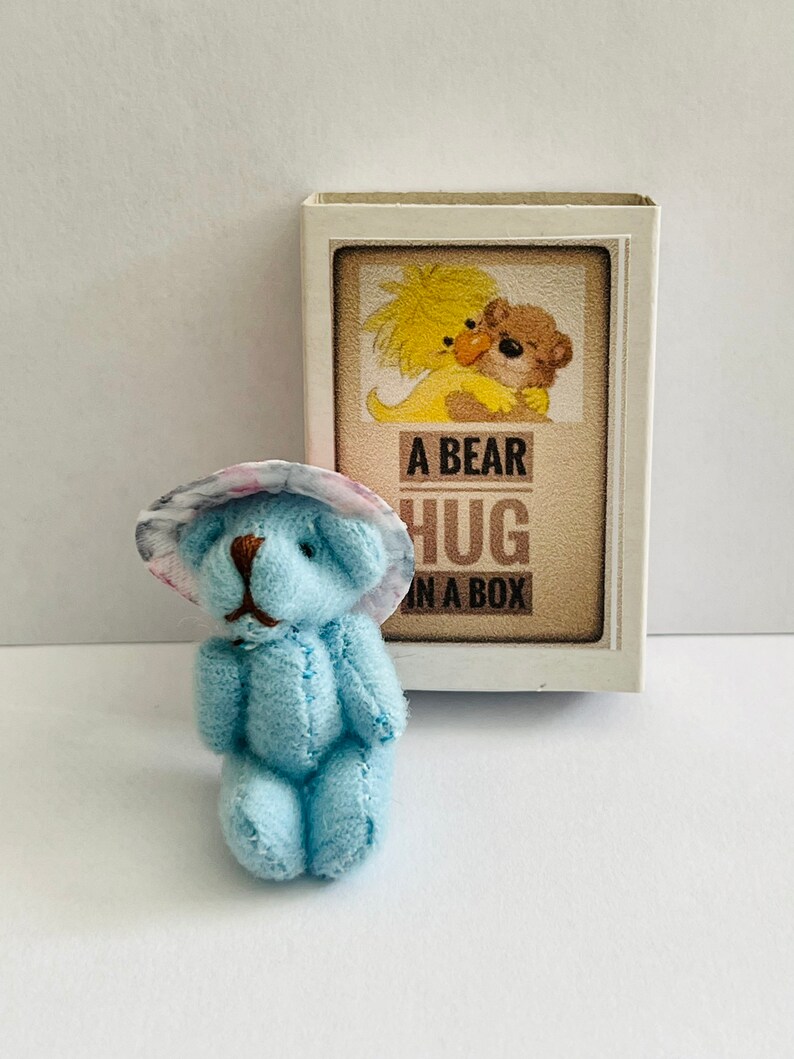A Bear Hug in a Box Blue Traditional Ted in Hat Mini Teddy Etsy