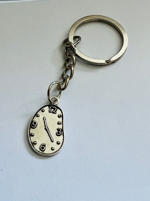 Metal Melting Clock Face Novelty Key Ring Etsy