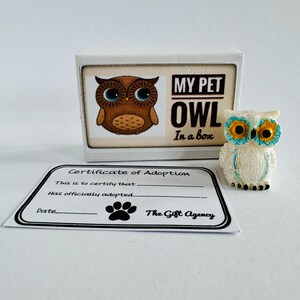 Il mio animale domestico Gufo bianco in una scatola di fiammiferi Mini novità regalo sciocco