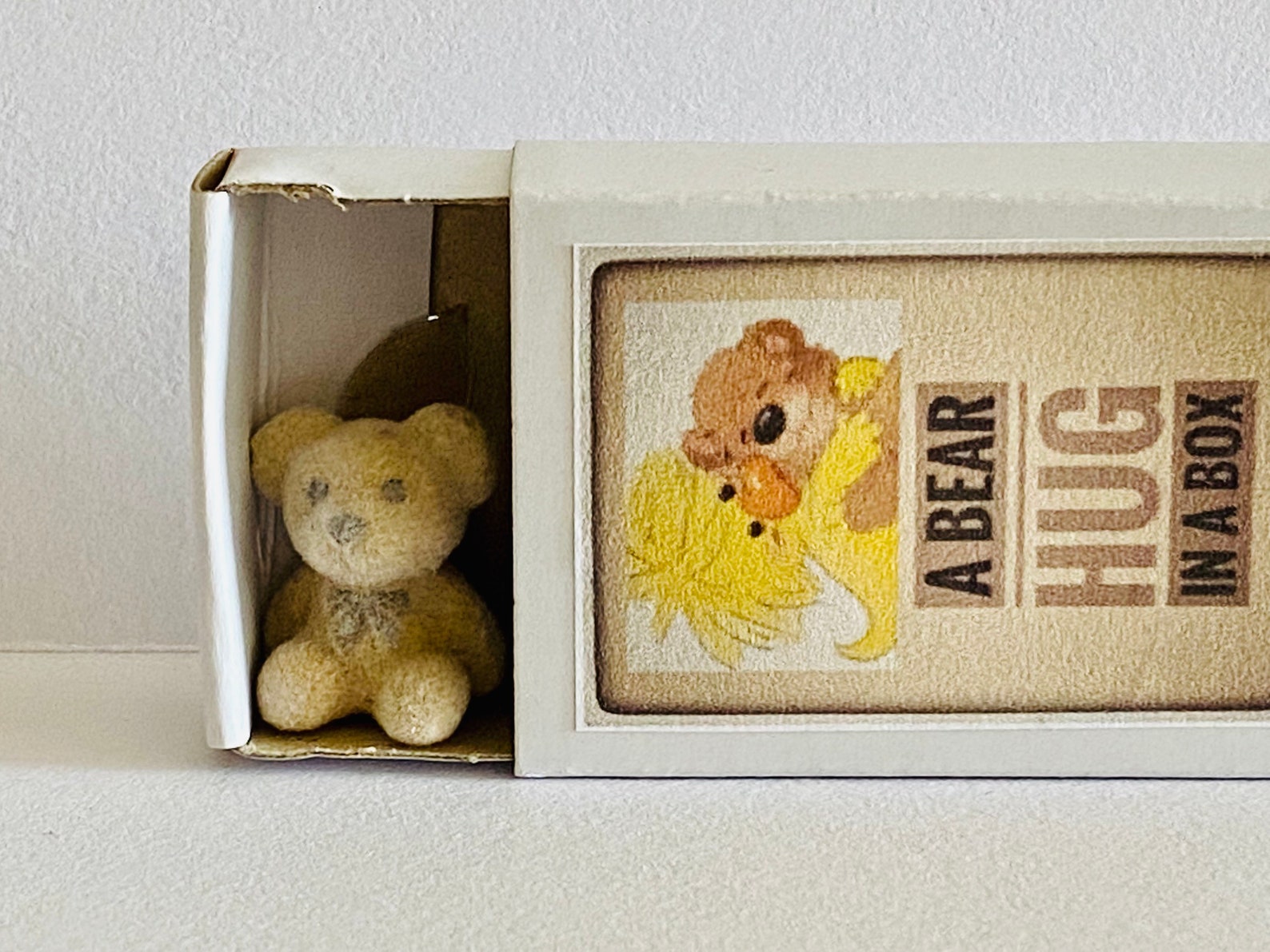 A Bear Hug in a Box Mini Flocked Fawn Teddy Gift Etsy