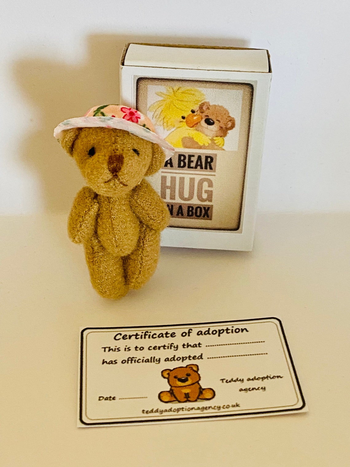 A Bear Hug in a Box Mini Traditional Teddy Gift Bear in Hat Etsy