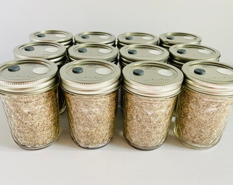 BRF Mushroom Substrate - 12 Half-Pint Jars - Sterilized - Organic Brown Rice Flour + Vermiculite