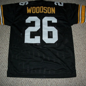 ROD WOODSON Unsigned Custom Pittsburgh Black genaaid nieuw voetbalshirt maat S, M, L, XL, 2XL, 3XL