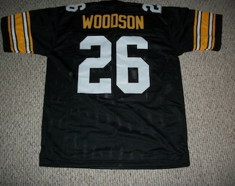 ROD WOODSON Unsigned Custom Pittsburgh  Black Sewn New Football Jersey Size S, M,L,XL,2XL,3XL