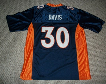 TERRELL DAVIS Unsigned Custom Denver  Blue Sewn New Football Jersey Size S, M,L,XL,2XL,3XL