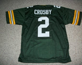 MASON CROSBY Unsigned Custom Green Bay  Green Sewn New Football Jersey Sizes S-3XL