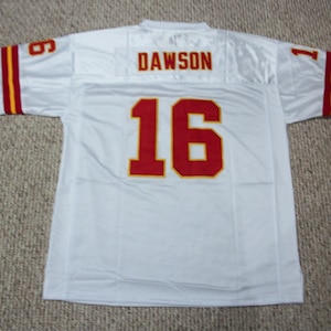 LEN DAWSON カンザスシティ 未署名 カスタム ホワイト 縫製 新品 フットボール ジャージ サイズ S、M、L、XL、2XL、3XL