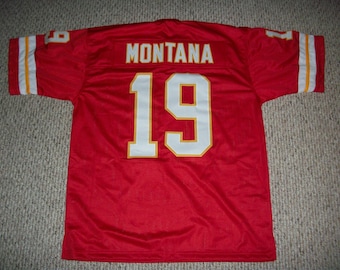 JOE MONTANA Unsigned Custom Kansas City Chiefs Red Sewn New Football Jersey Size S, M,L,XL,2XL,3XL