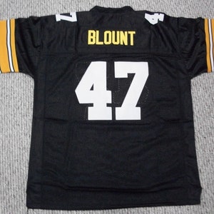 MEL BLOUNT Unsigned Custom Pittsburgh Black genaaid nieuw voetbalshirt maat S, M, L, XL, 2XL, 3XL