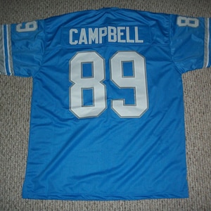 Nouveau maillot de football DAN CAMPBELL cousu bleu Detroit personnalisé non signé, tailles S-3XL
