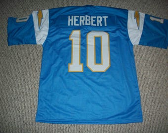 Camiseta de fútbol de Justin Herbert, personalizada, sin firmar, de Los Ángeles, azul claro, cosida, nueva, tallas S-3XL