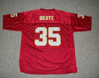 CHRISTIAN OKOYE Unsigned Custom Kansas City Chiefs Red Sewn New Football Jersey Size S, M,L,XL,2XL,3XL