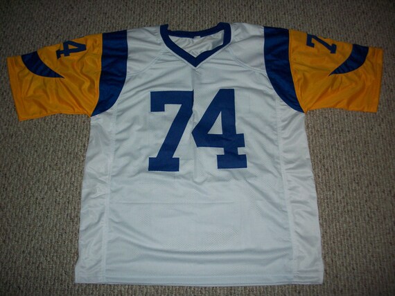 MERLIN OLSEN Los Angeles Unsigned Custom White Sewn New Football