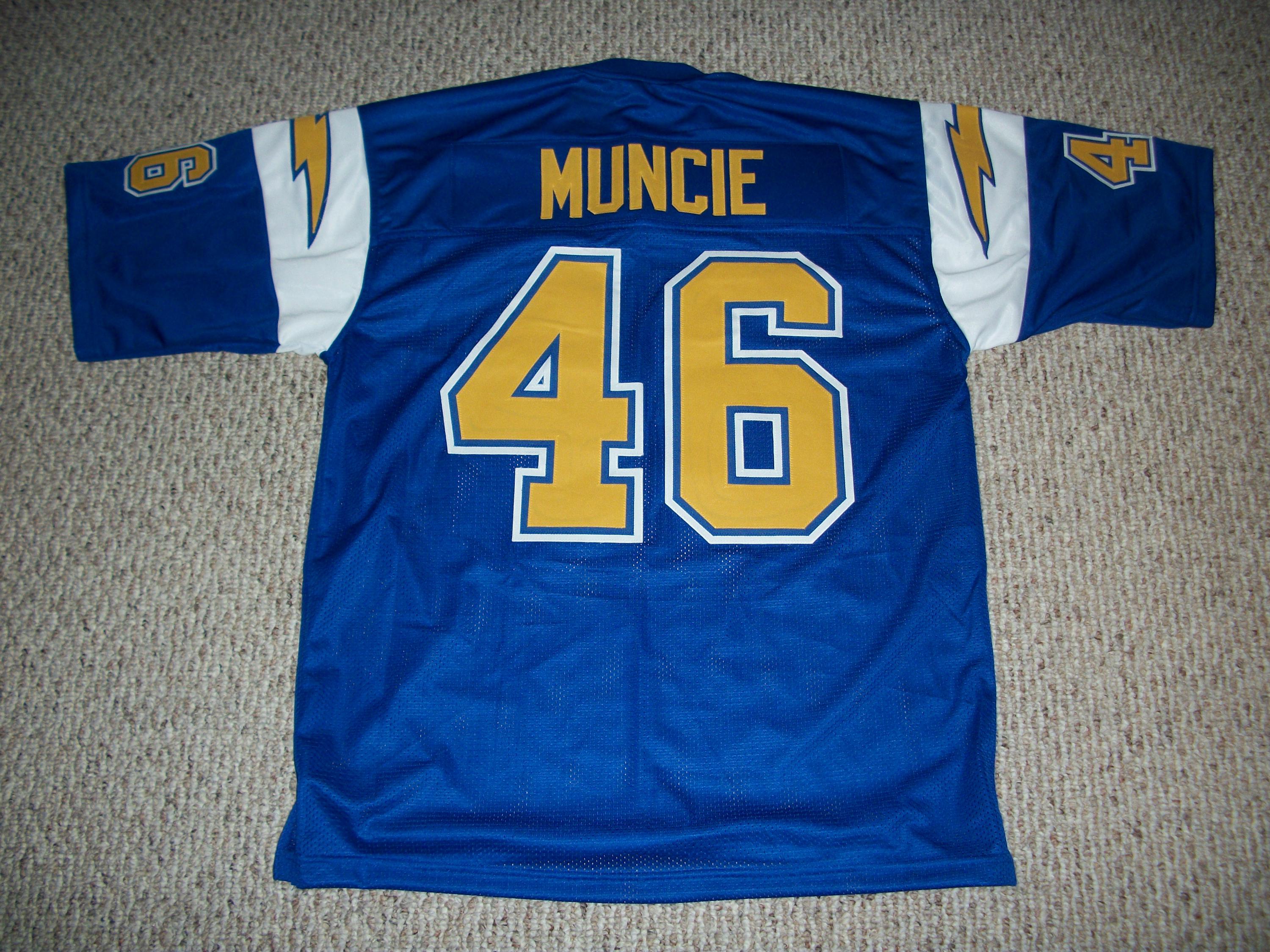 CHUCK MUNCIE Unsigned Custom San Diego Blue Sewn New Football