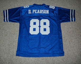 DREW PEARSON Unsigned Custom Dallas oude stijl blauw genaaide nieuwe voetbaljersey maten S-3XL