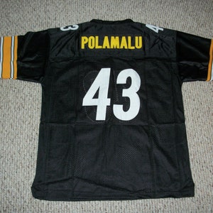 TROY POLAMALU Unsigned Custom Black Pittsburgh  Sewn New Football Jersey Sze S-3XL