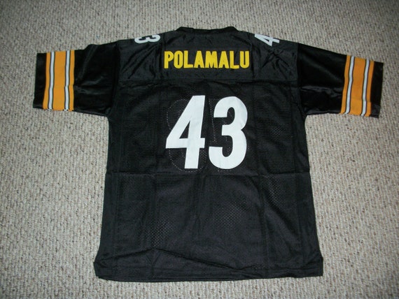 TROY POLAMALU Unsigned Custom Black Pittsburgh Sewn New Football