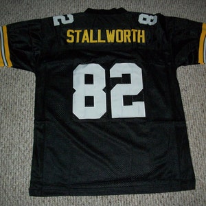 JOHN STALLWORTH Unsigned Custom zwart Pittsburgh genaaid voetbalshirt maat S-3XL