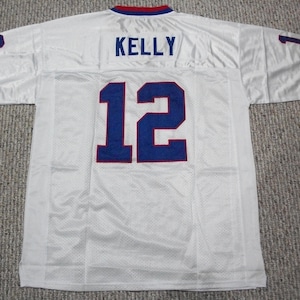 Camiseta de fútbol blanca personalizada sin firmar de JIM KELLY Buffalo, nueva, cosida, tallas S, M, L, XL, 2XL, 3XL
