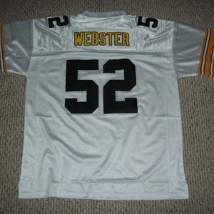 MIKE WEBSTER Unsigned Custom witte Pittsburgh genaaide nieuwe voetbaljersey maat S-3XL