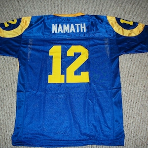 JOE NAMATH Unsigned Custom Los Angeles  Sewn Blue Football Jersey Sizes S-3XL