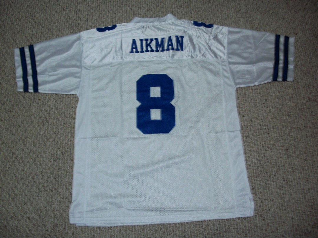 thumbnail image 2 of Custom Sewn Troy Aikman Jersey – Dallas Cowboys Blue – Unsigned, Adult Sizes M To 3XL 2 of 5