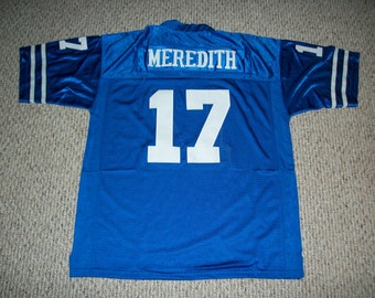 DON MEREDITH Unsigned Custom Dallas oude stijl blauw genaaide nieuwe voetbaljersey maten S-3XL