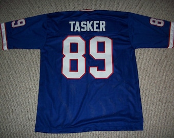 STEVE TASKER Buffalo  Unsigned Custom Blue Sewn New Football Jersey Size S, M,L,XL,2XL,3XL