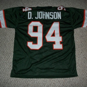 DWAYNE JOHNSON Unsigned Custom College Green Miami Sewn New Football Jersey Sizes S-3XL