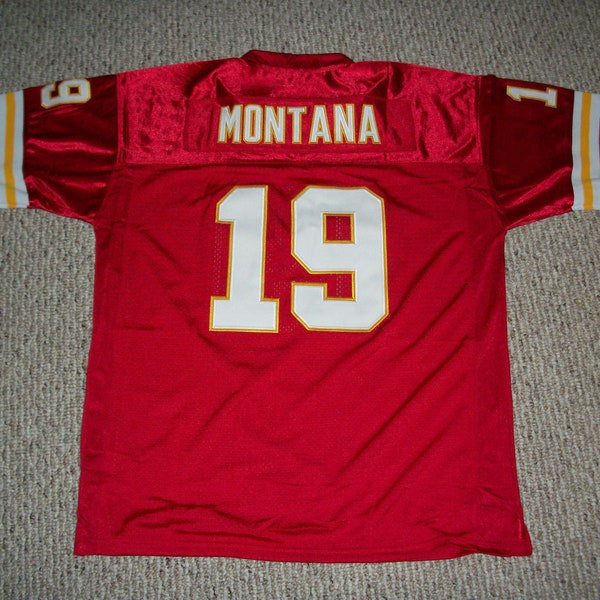 JOE MONTANA Unsigned Custom Kansas City Chiefs Red Sewn New Football Jersey Size S, M,L,XL,2XL,3XL