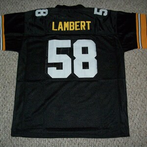 JACK LAMBERT Unsigned Custom Pittsburgh Black genaaid nieuw voetbalshirt maat S, M, L, XL, 2XL, 3XL