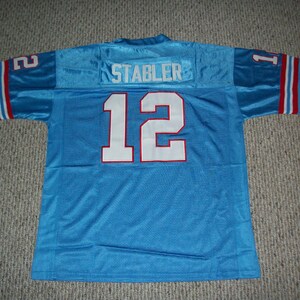 KEN STABLER Houston  Blue Unsigned Custom Sewn New Football  Jersey Sizes S-3XL